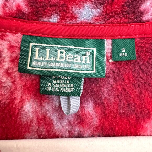 L.L Bean Women Vintage Polortec Fleece Jacket Sz S Pullover Snowflake Winter Red - Picture 2 of 7